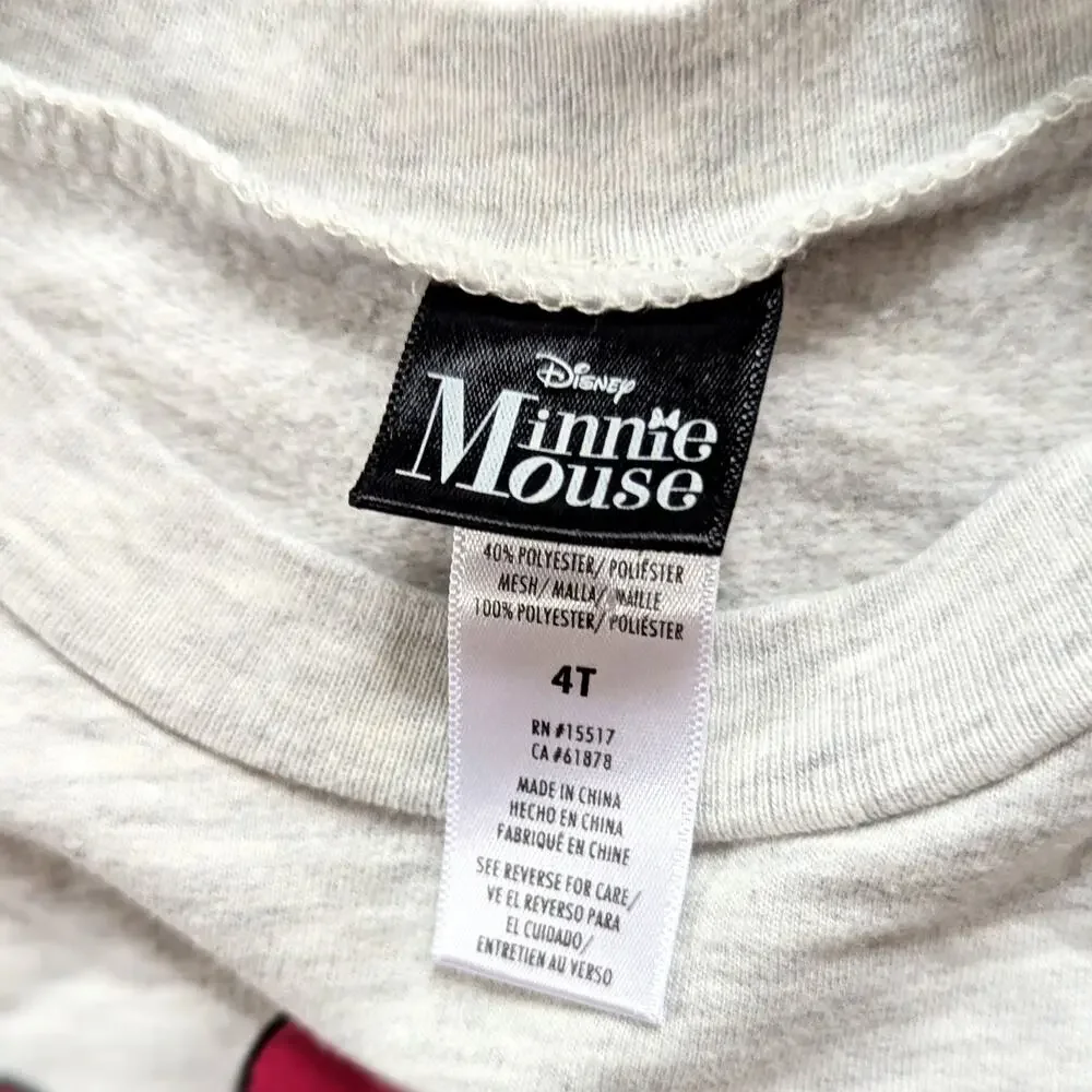 Disney Minnie Mouse Sparkly Tulle Skirted Sweatshirt – Size 4T – Red & Gray